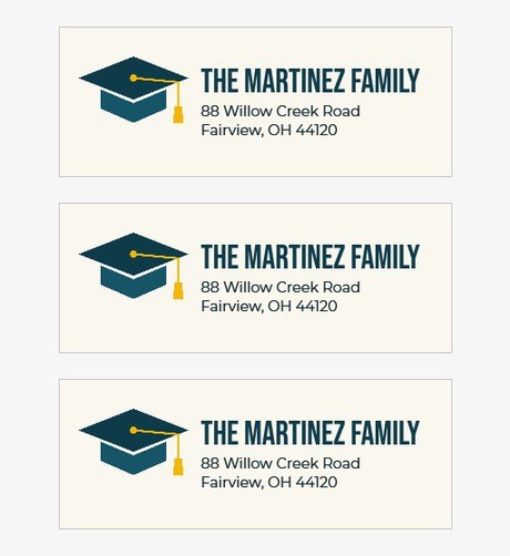 Cap and Gold Graduation Address Labels