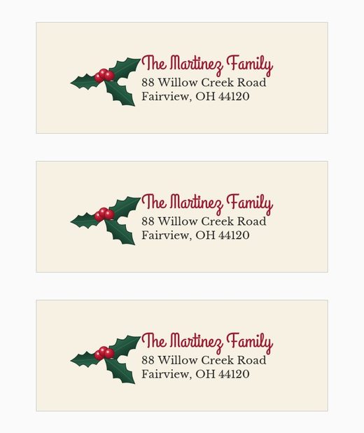 Holly & Pine Christmas Address Labels