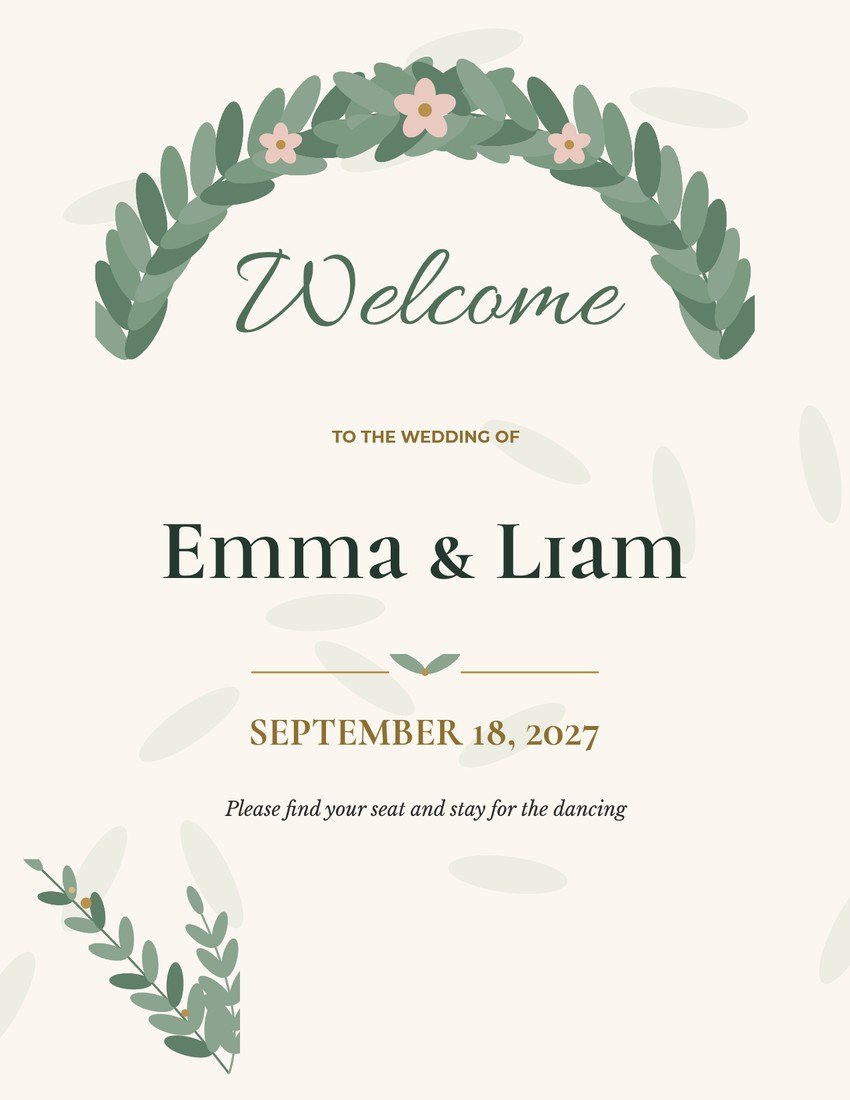 Ivory and Sage Wedding Welcome Sign