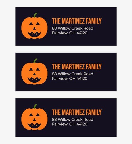 Midnight Pumpkin Halloween Address Labels
