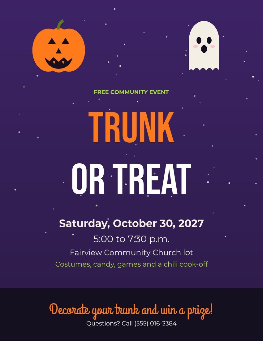 Midnight Pumpkin Halloween Trunk or Treat Flyer
