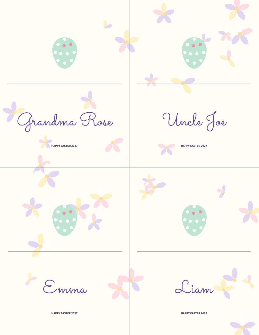Spring Pastel Easter Place Cards