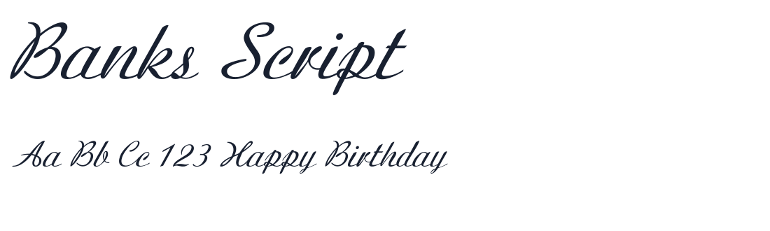 Banks Script font specimen