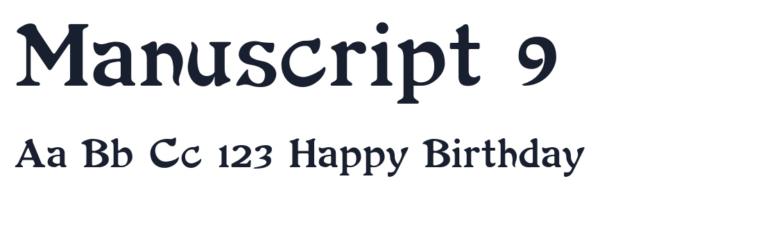 Manuscript 9 font specimen