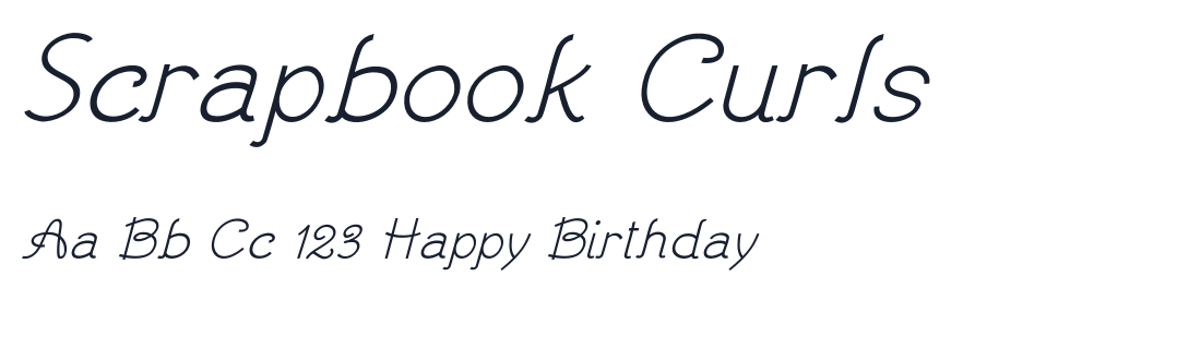 Scrapbook Curls font specimen