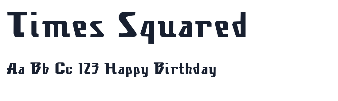 Times Squared font specimen
