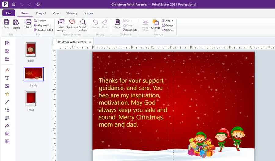 The PrintMaster 2027 editor