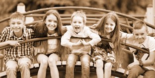 The same children's photo in sepia