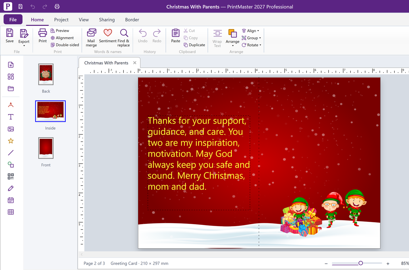 Editing a family card
