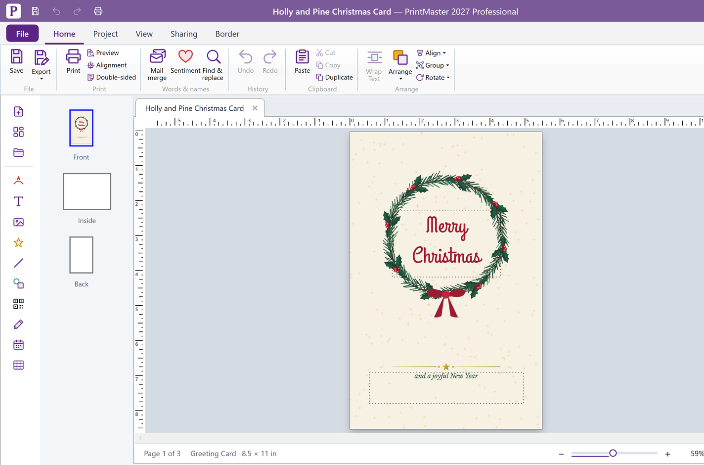 Holly & Pine card