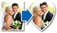 A wedding photo cropped to a heart